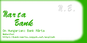 marta bank business card